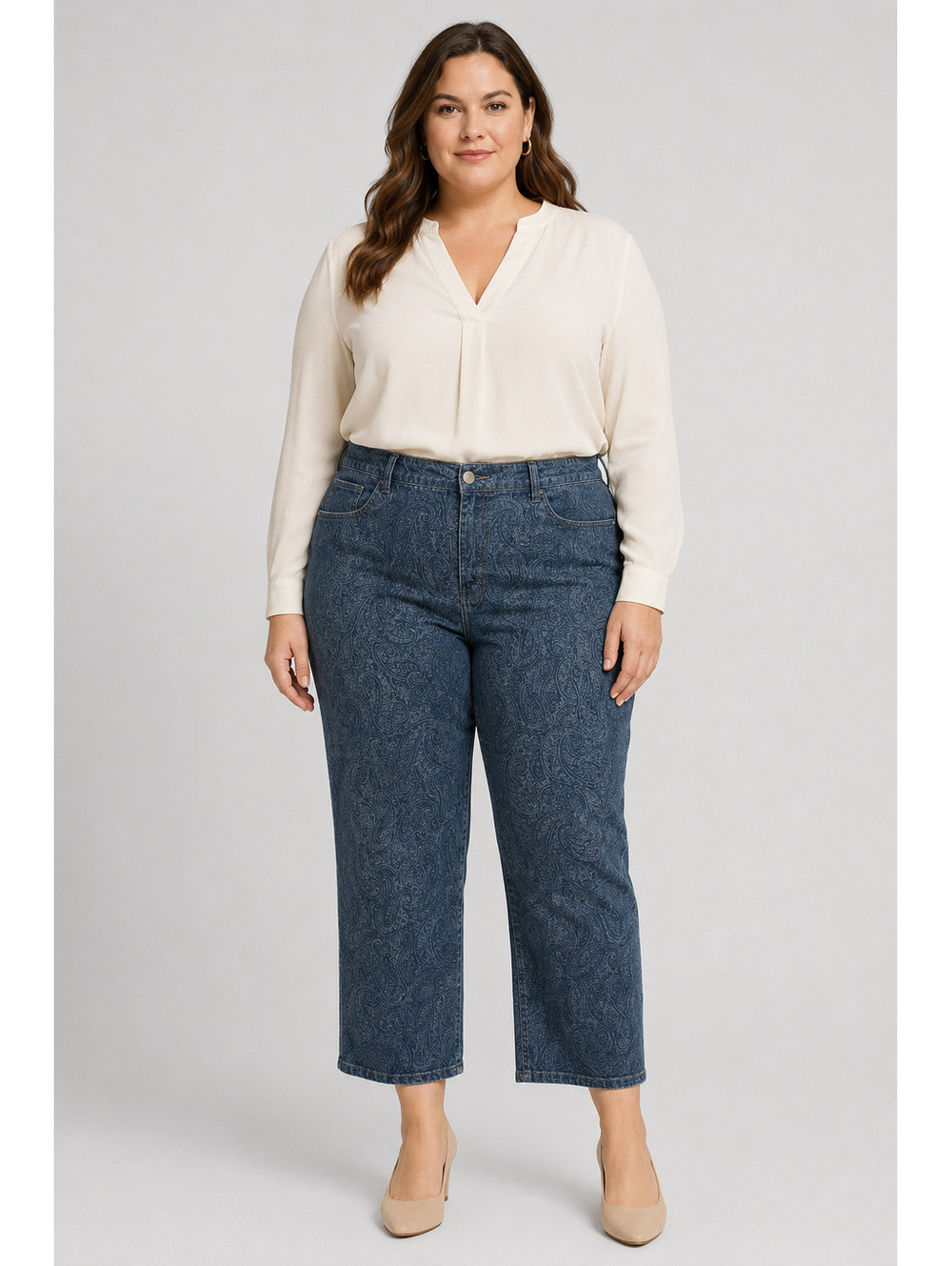 Lee Blue Classic Fit Paisley Pattern Jeans